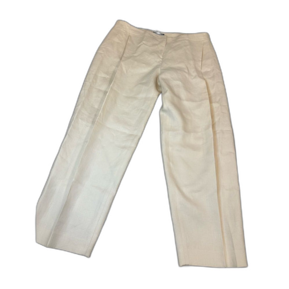 BRAND NEW WITH TAG! Lafayette 148 New York Cream Raffia Linen Women Pants Size 4 - Picture 6 of 10